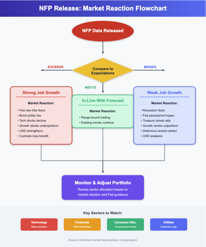 NFP Market Reaction Decision Flowchart for Investors