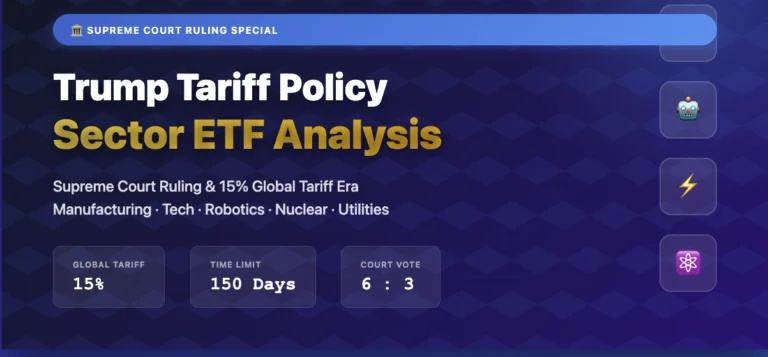 Trump Tariff Policy Supreme Court Ruling Special - 15% Global Tariff Era Sector ETF Analysis, Complete Investment Strategy Guide for Manufacturing, Robotics, Nuclear, and Power Infrastructure